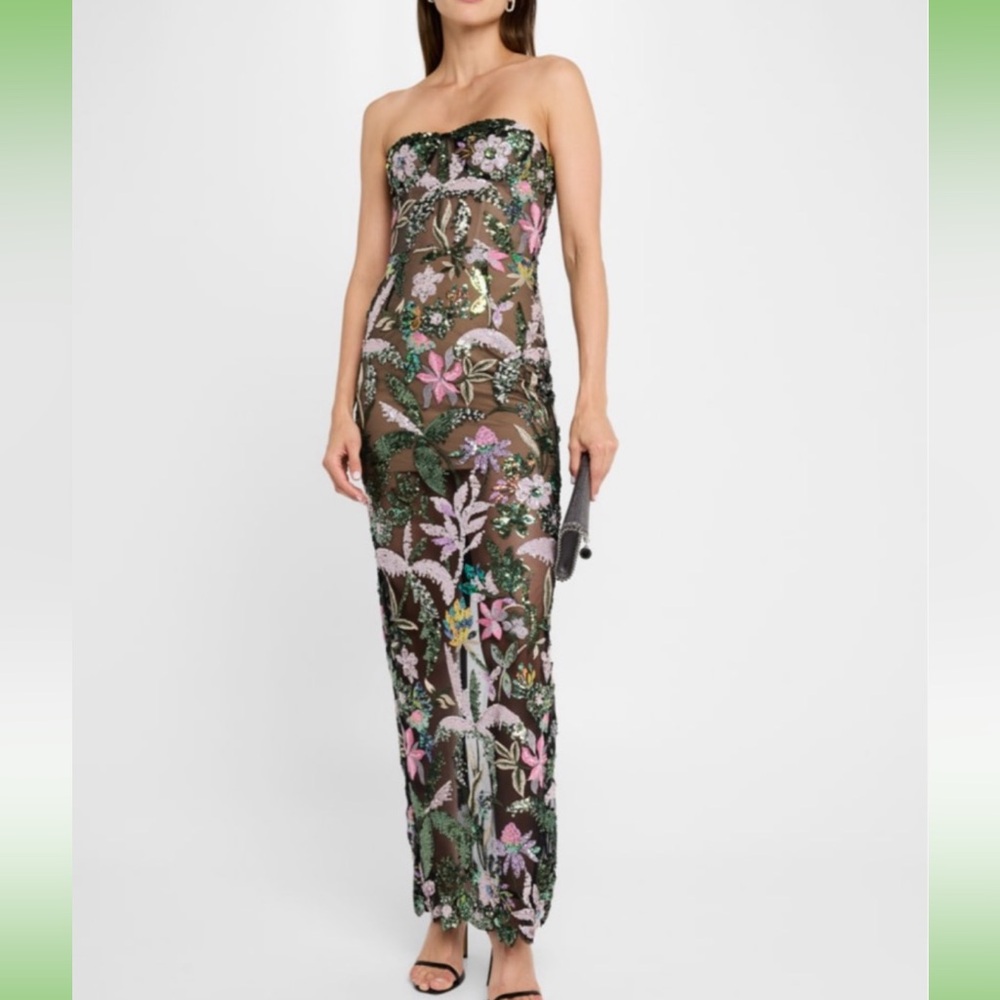 Bronx & Banco Embroidered Sheer Maxi Dress